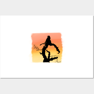 Crow Silhouette Sunset Posters and Art